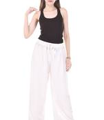 White plain rayon trousers
