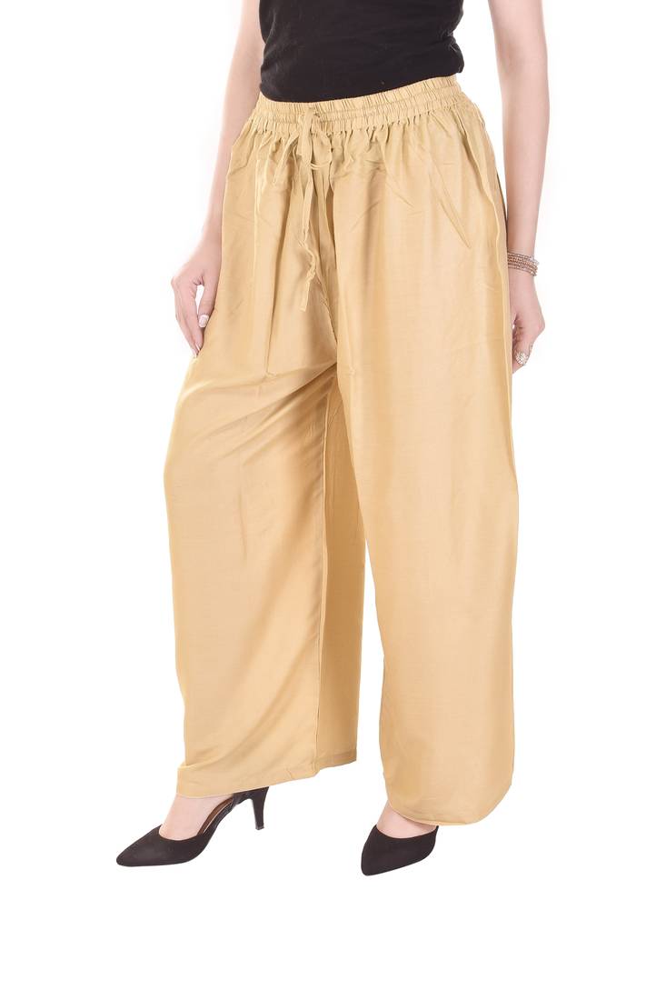 Khaki plain rayon trousers Glorious Moment 3363402
