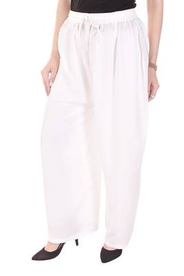 White plain rayon trousers
 3