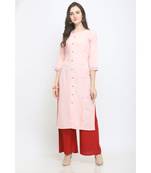 Pink Embroidered Rayon Kurti with Plazzo