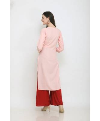 Pink Embroidered Rayon Kurti with Plazzo 3