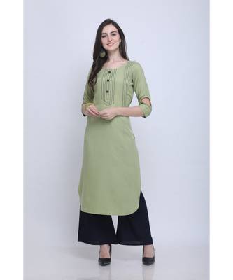 Green Embroidered Rayon Kurti with Plazzo 1