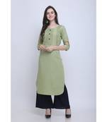 Green Embroidered Rayon Kurti with Plazzo