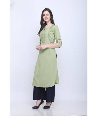 Green Embroidered Rayon Kurti with Plazzo 2