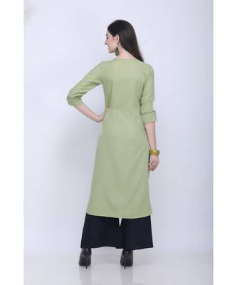 Green Embroidered Rayon Kurti with Plazzo 3