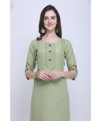 Green Embroidered Rayon Kurti with Plazzo 4