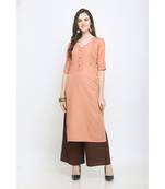 Orange Embroidered Rayon Kurti with Plazzo