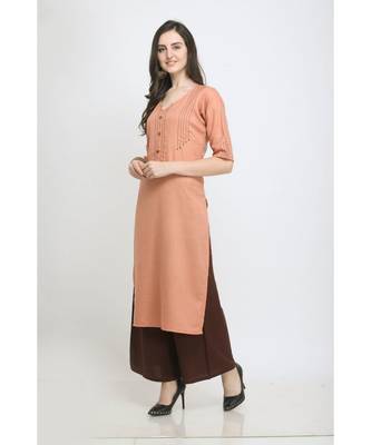 Orange Embroidered Rayon Kurti with Plazzo 2