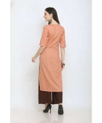 Orange Embroidered Rayon Kurti with Plazzo 3