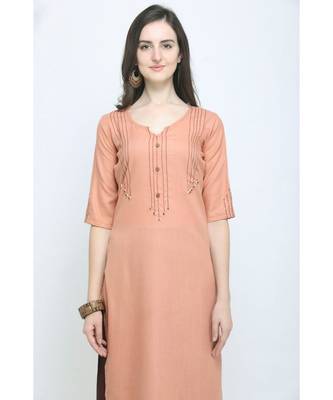 Orange Embroidered Rayon Kurti with Plazzo 4