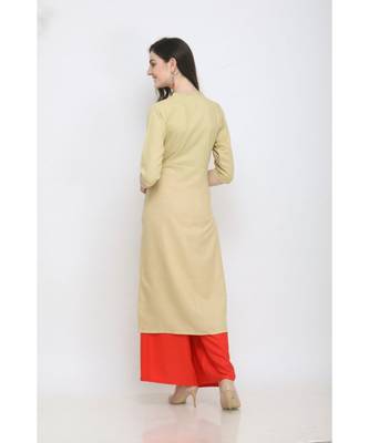 Mustard Embroidered Rayon Kurti with Plazzo 3