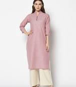 Pink Cotton Straight kurti