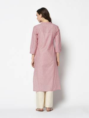 Pink Cotton Straight kurti 2