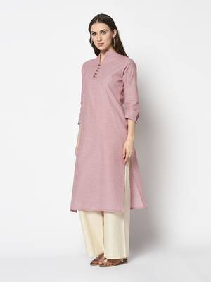 Pink Cotton Straight kurti 3