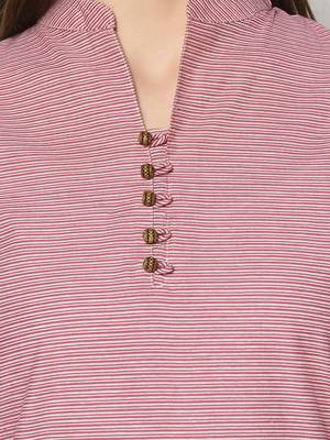 Pink Cotton Straight kurti 4