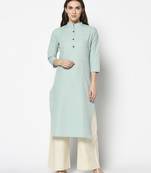 Green Cotton Straight kurti