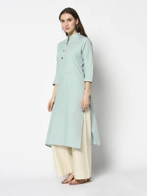 Green Cotton Straight kurti 3