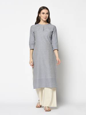 Blue Cotton Straight kurti 1