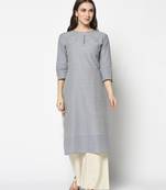 Blue Cotton Straight kurti