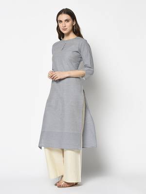 Blue Cotton Straight kurti 3