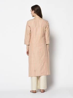 Peach Cotton Straight kurti 2