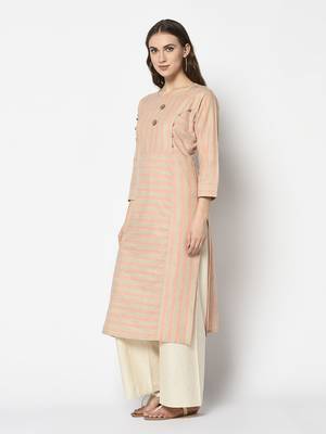 Peach Cotton Straight kurti 3