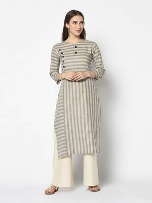 Blue Cotton Straight kurti 1
