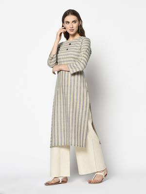 Blue Cotton Straight kurti 3