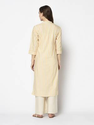 Yellow Cotton Straight kurti 2