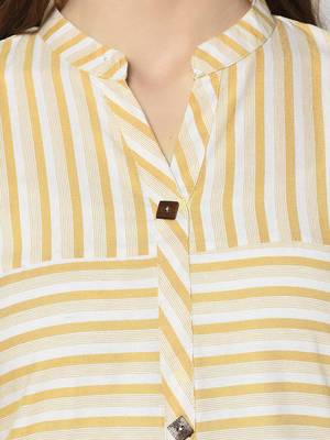 Yellow Cotton Straight kurti 4