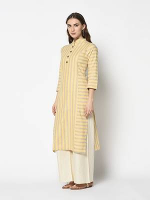 Orange Cotton Straight kurti 3