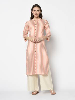 Pink Cotton Straight kurti 1