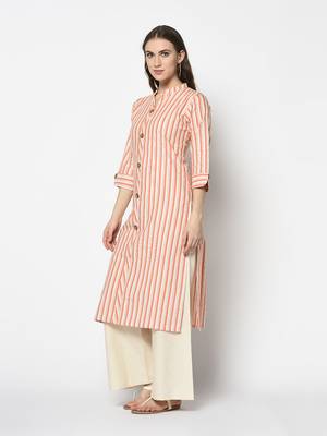 Pink Cotton Straight kurti 3