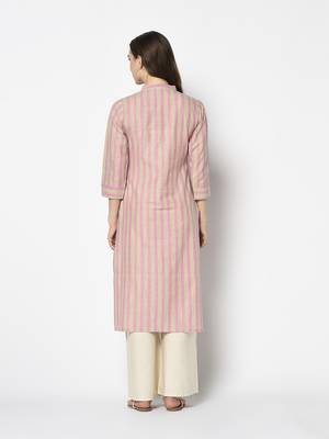  Pink Cotton Straight kurti 2