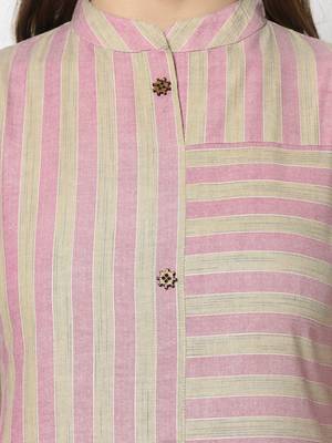  Pink Cotton Straight kurti 4
