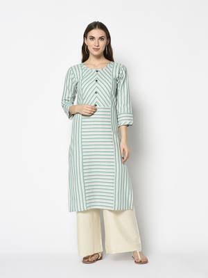 Green Cotton Straight kurti 1