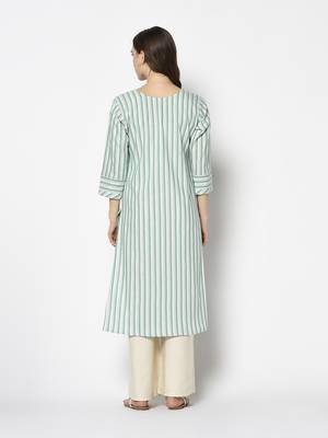 Green Cotton Straight kurti 2