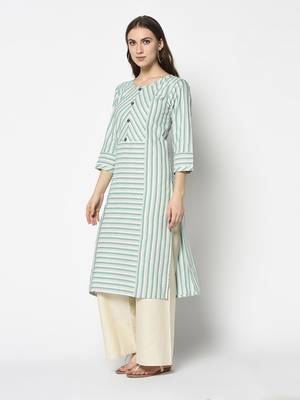 Green Cotton Straight kurti 3