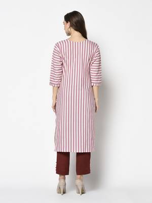 Pink Cotton Straight kurti 2