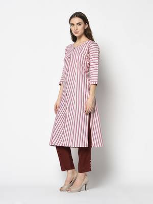 Pink Cotton Straight kurti 3