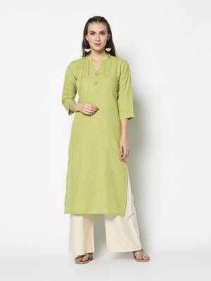 Green Cotton Straight kurti 1