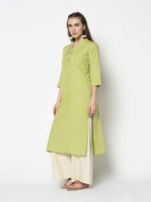 Green Cotton Straight kurti 3