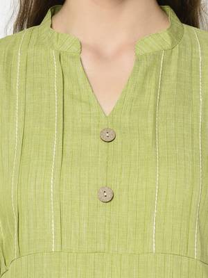 Green Cotton Straight kurti 4