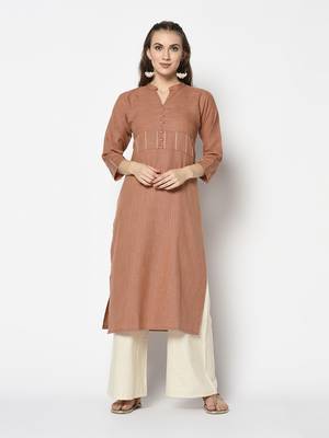 Brown Cotton Straight kurti 1