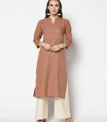 Brown Cotton Straight kurti