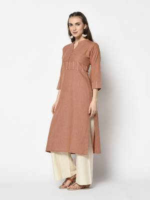 Brown Cotton Straight kurti 3