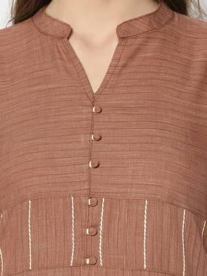 Brown Cotton Straight kurti 4