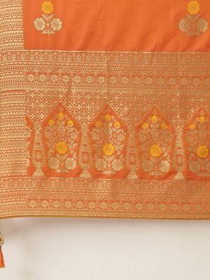Red & Copper Silk Embroidered Semi- Stitched lehenga & Unstitched Blouse with dupatta 4