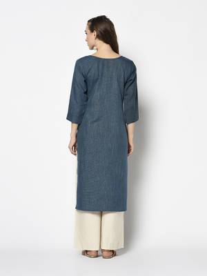 Teal Cotton Straight kurti 2