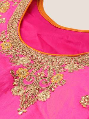 Red & Orange Silk Embroidered Semi- Stitched lehenga & Unstitched Blouse With Dupatta 3